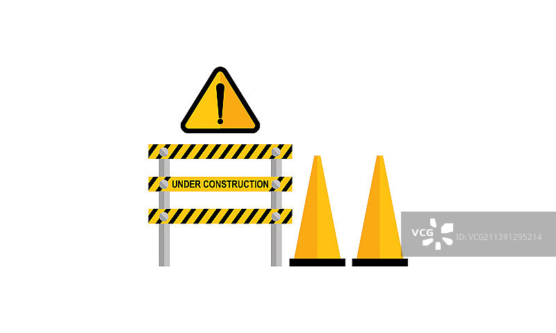 施工警示标志和停止标志图片素材