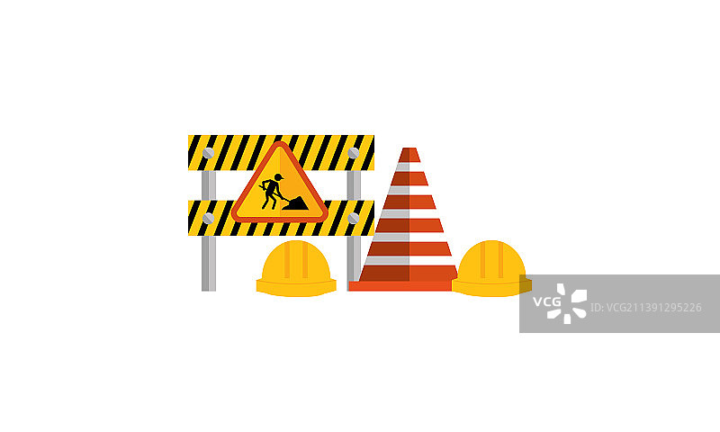 施工警示标志和停止标志图片素材