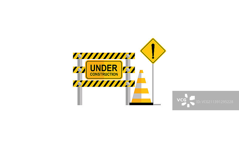 施工警示标志和停止标志图片素材