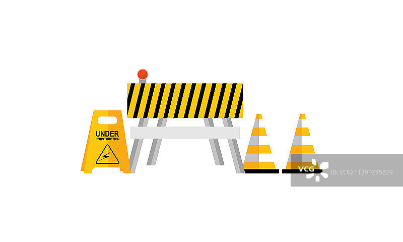 施工警示标志和停止标志图片素材