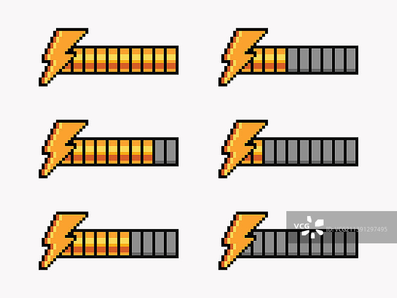像素艺术：游戏能量条图片素材