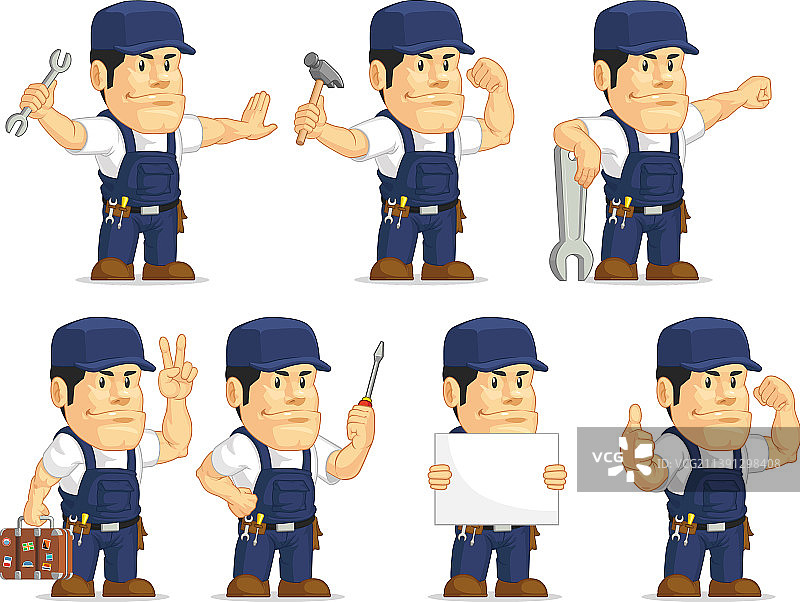 强大的汽车维修卡通吉祥物图片素材