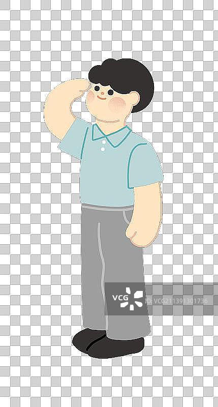 学生敬礼插画元素图片素材