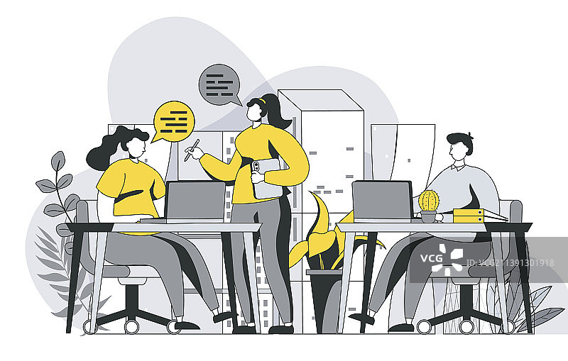 开放空间概念与轮廓人物场景图片素材