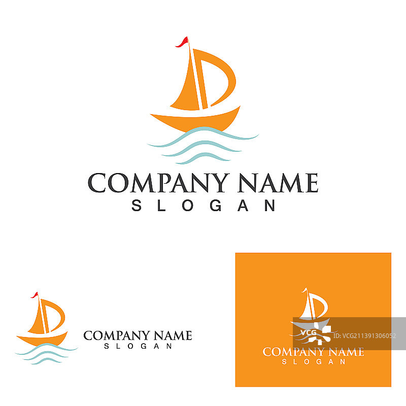 三角帆船Logo设计传统图片素材