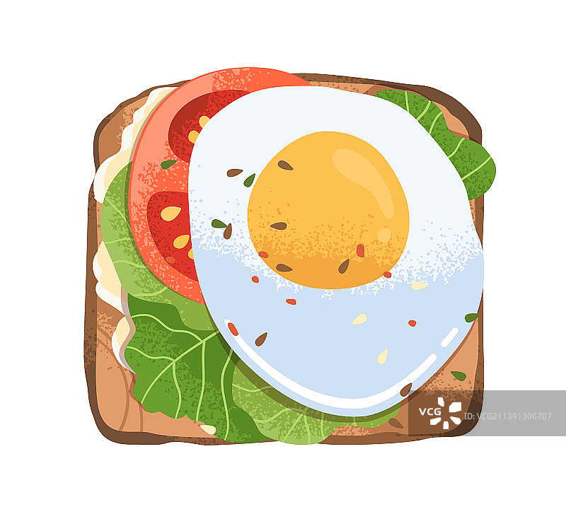 烤面包配煎蛋和番茄片图片素材