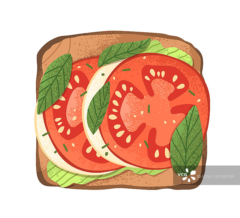 番茄马苏里拉奶酪罗勒吐司早餐图片素材