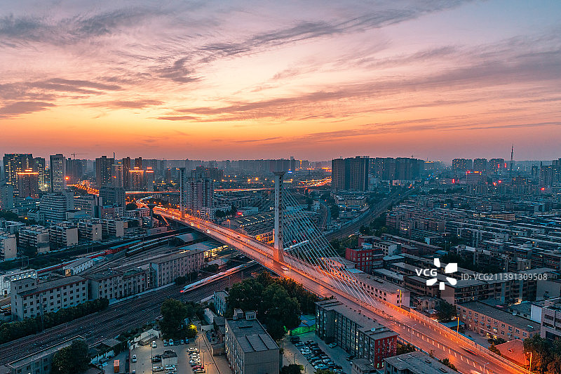郑州解放桥日落晚霞图片素材