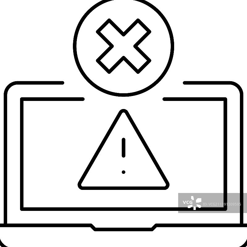 禁止使用笔记本电脑线性图标图片素材