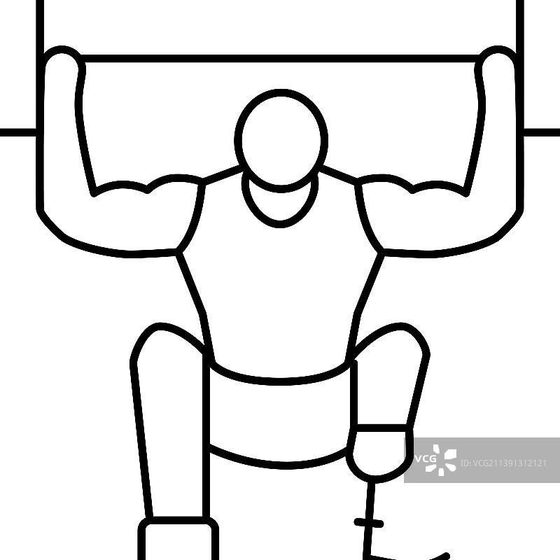 残疾运动员力量举线性图标图片素材