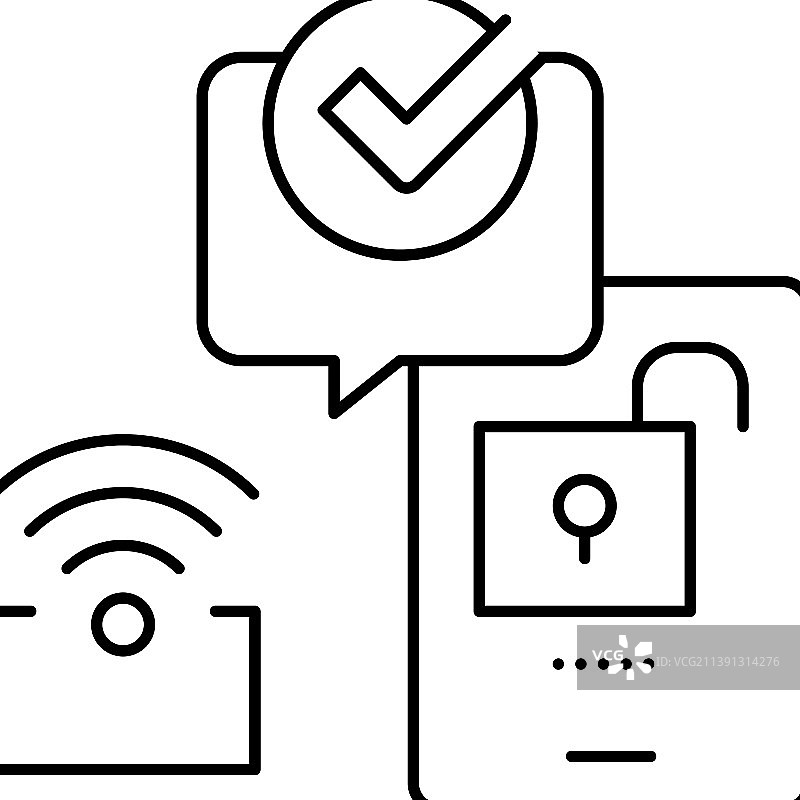 带有RFID芯片的门锁线稿卡片图片素材