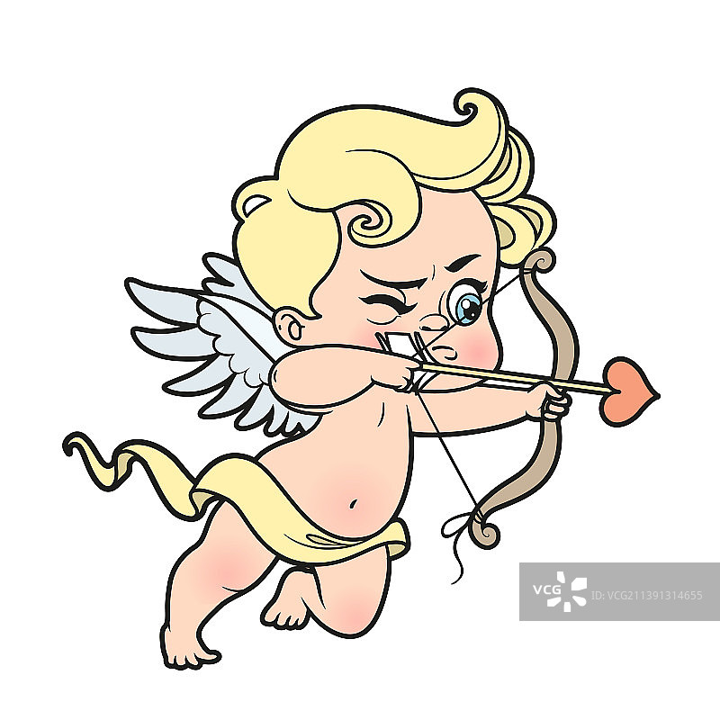 可爱的卡通丘比特弓箭手图片素材