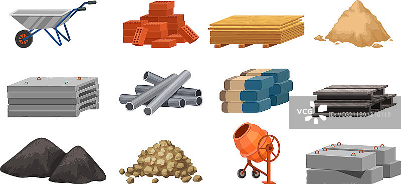 卡通建筑材料板砖金属图片素材