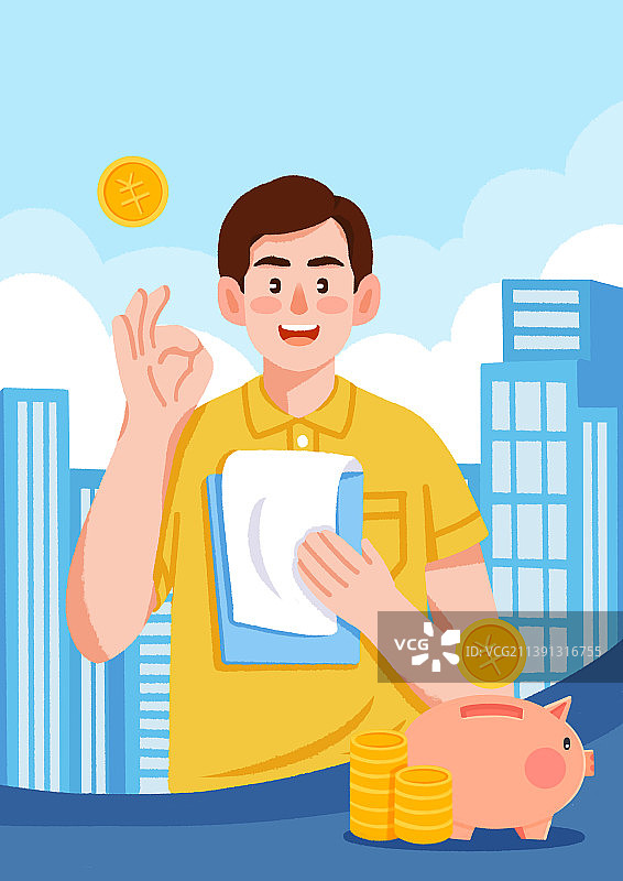男人做OK手势，存钱，金融图片素材
