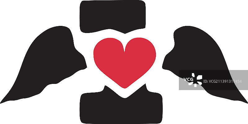 带翅膀和爱心符号的数字1涂鸦图标图片素材