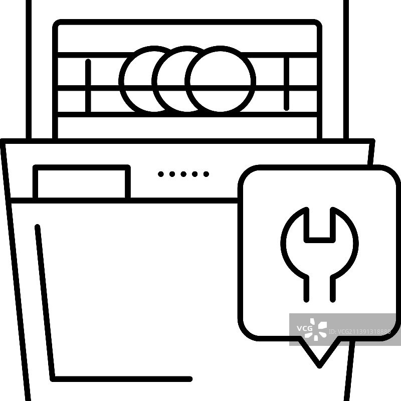 洗碗机维修线性图标图片素材