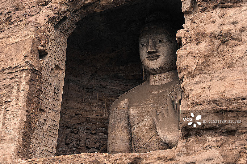 云冈石窟 昙曜五窟图片素材