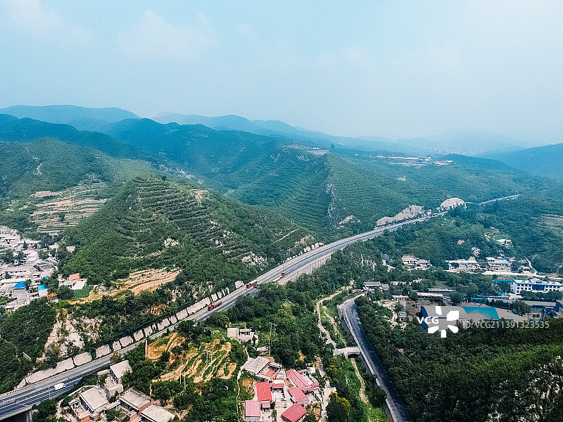 固关长城 青银高速 平定县 娘子关镇 航拍图片素材