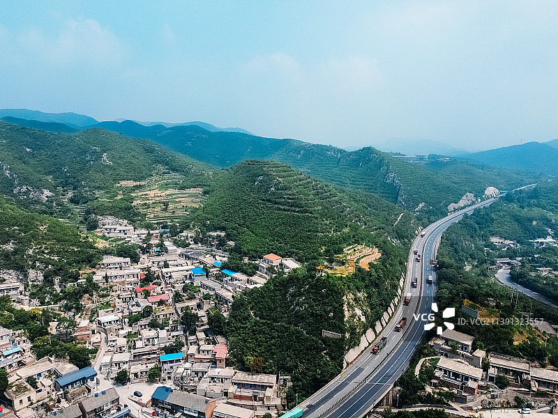 固关长城 青银高速 平定县 娘子关镇 航拍图片素材