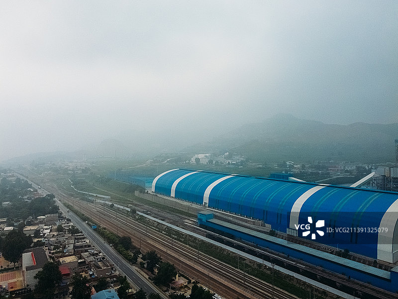 华能电厂 井陉县 热电厂 重工业 航拍 发电 经济发展图片素材