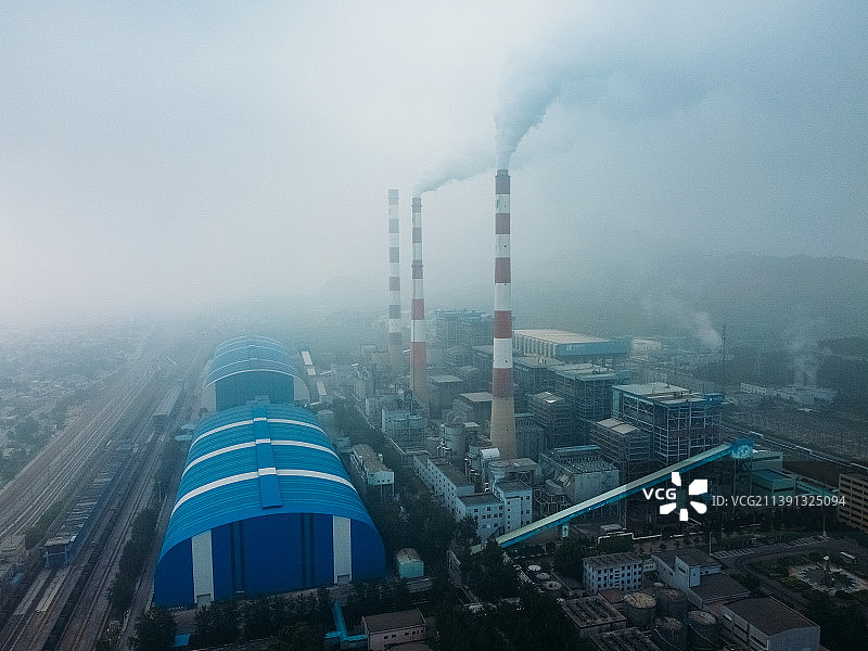 华能电厂 井陉县 热电厂 重工业 航拍 发电 经济发展图片素材