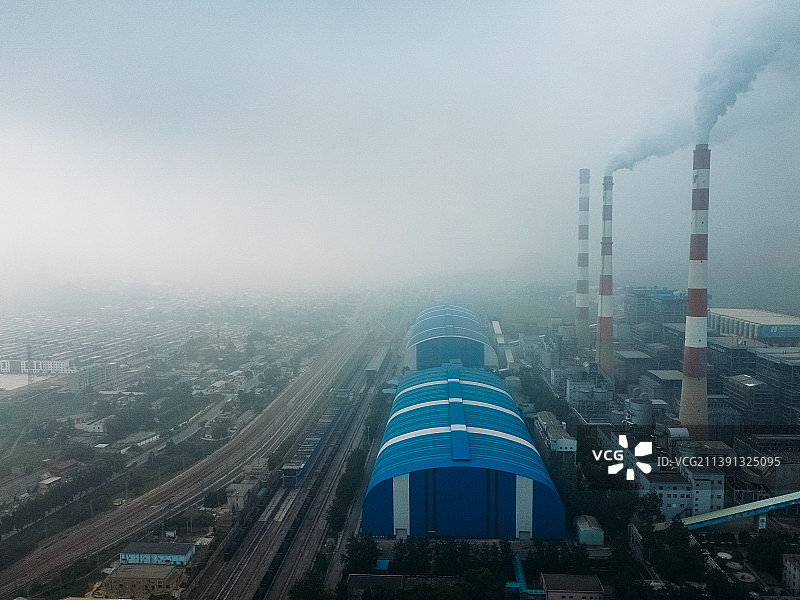 华能电厂 井陉县 热电厂 重工业 航拍 发电 经济发展图片素材