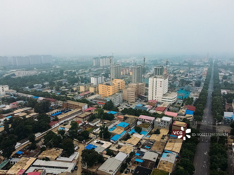 灵寿县 人民东路 县医院 航拍 城市图片素材