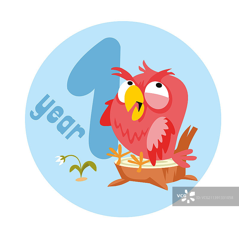 可爱小鸟猫头鹰周岁贴纸图标图片素材