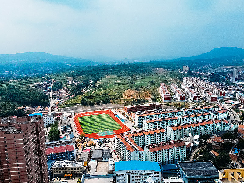 平定县 平阳路 评梅广场 人民医院 航拍图片素材