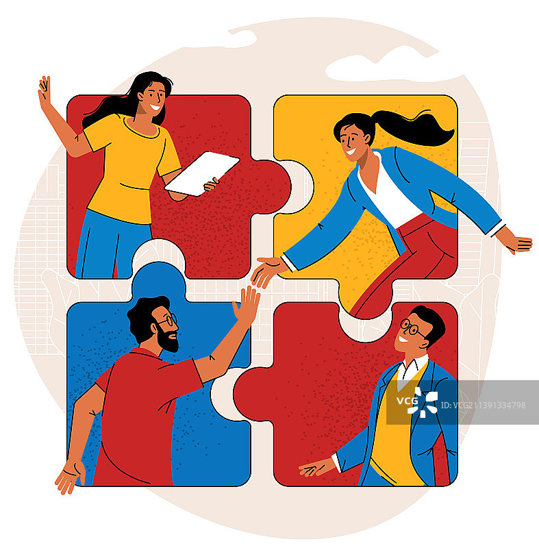 人们连接拼图元素图片素材