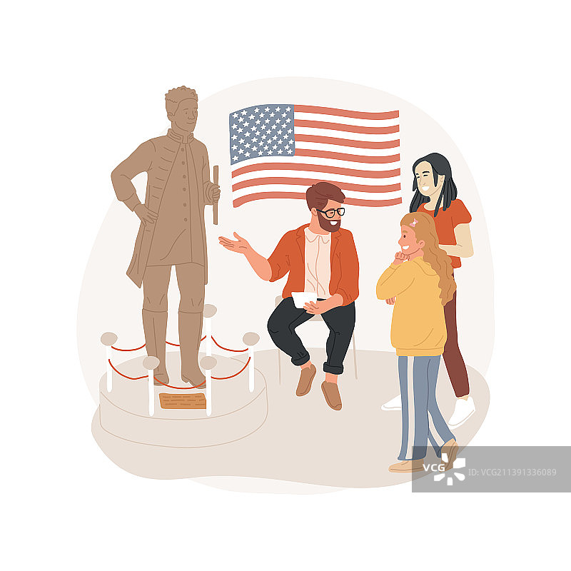 参观美国历史博物馆卡通图片素材