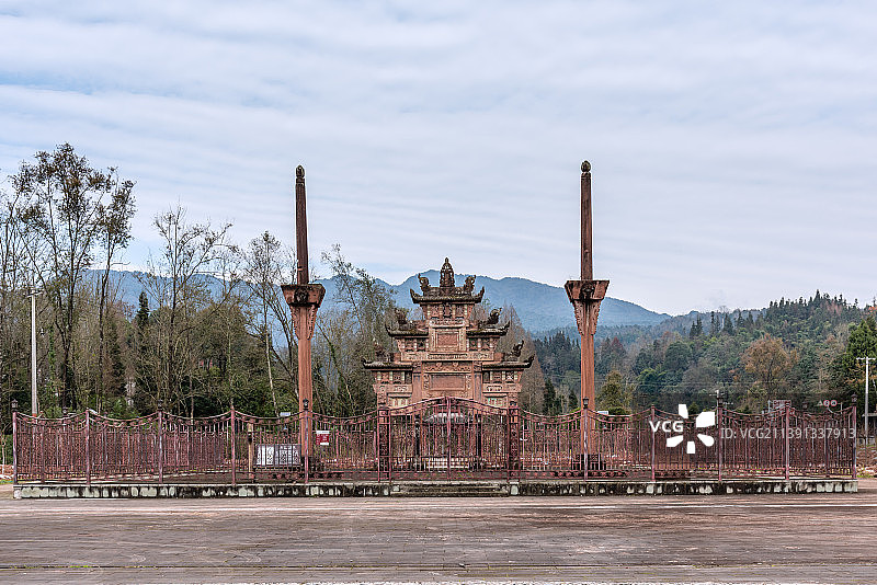 中国四川雅安上里古镇的清代双节孝牌坊图片素材