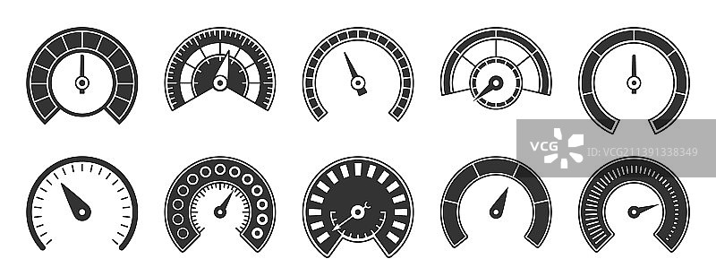 速度计指示器仪表盘黑色glyph合集图片素材