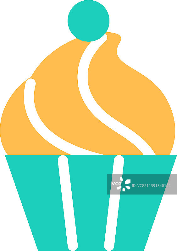 白色背景上的松饼扁平线条图标图片素材