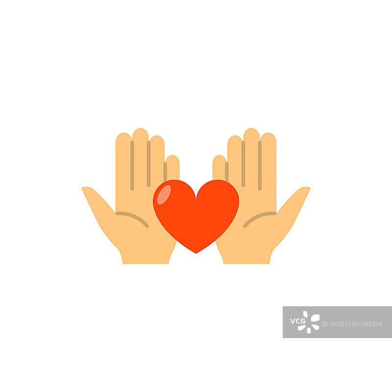 手心形标志图标爱心呵护扁平风图片素材