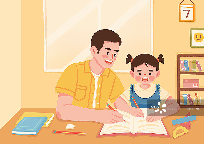 家庭辅导，家长辅导孩子作业，家教老师图片素材