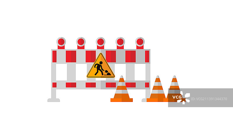 施工警示标志和停止标志图片素材