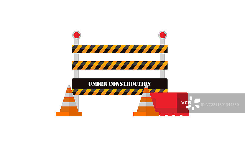 施工警示标志和停止标志图片素材