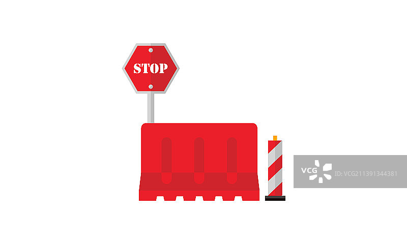 施工警示标志和停止标志图片素材