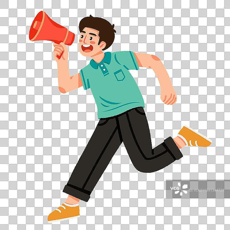 男人手持扩音器喊话图片素材