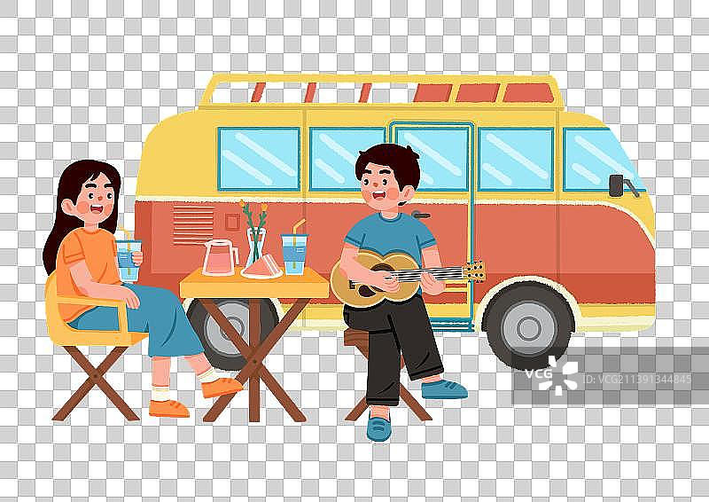 情侣外出露营，房车，音乐节图片素材