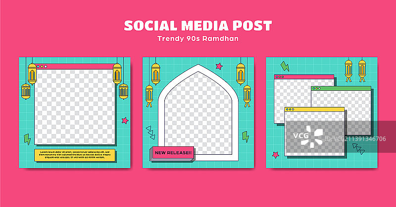 可编辑的斋月Instagram方形帖子模板图片素材
