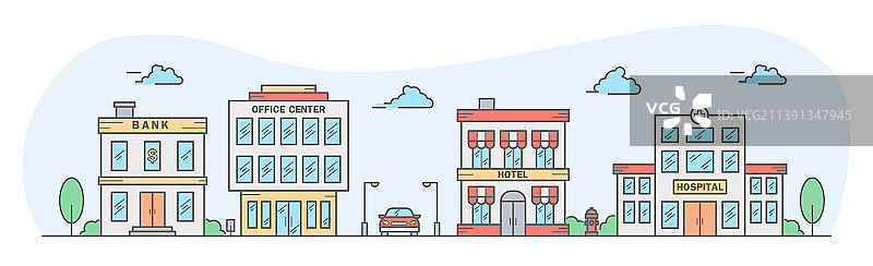 银行排屋城市天际线景观图片素材