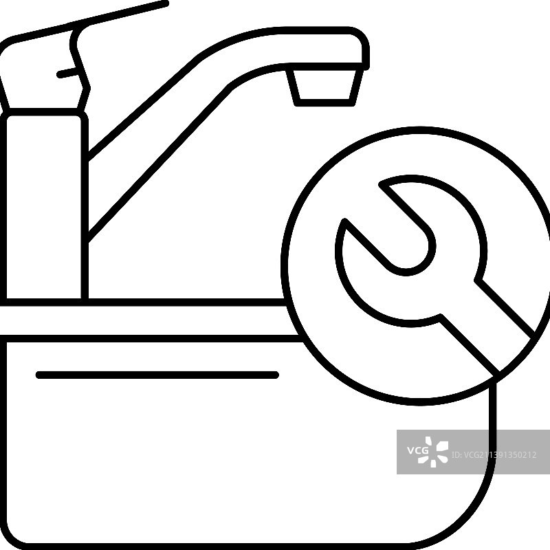 水龙头维修线性图标图片素材