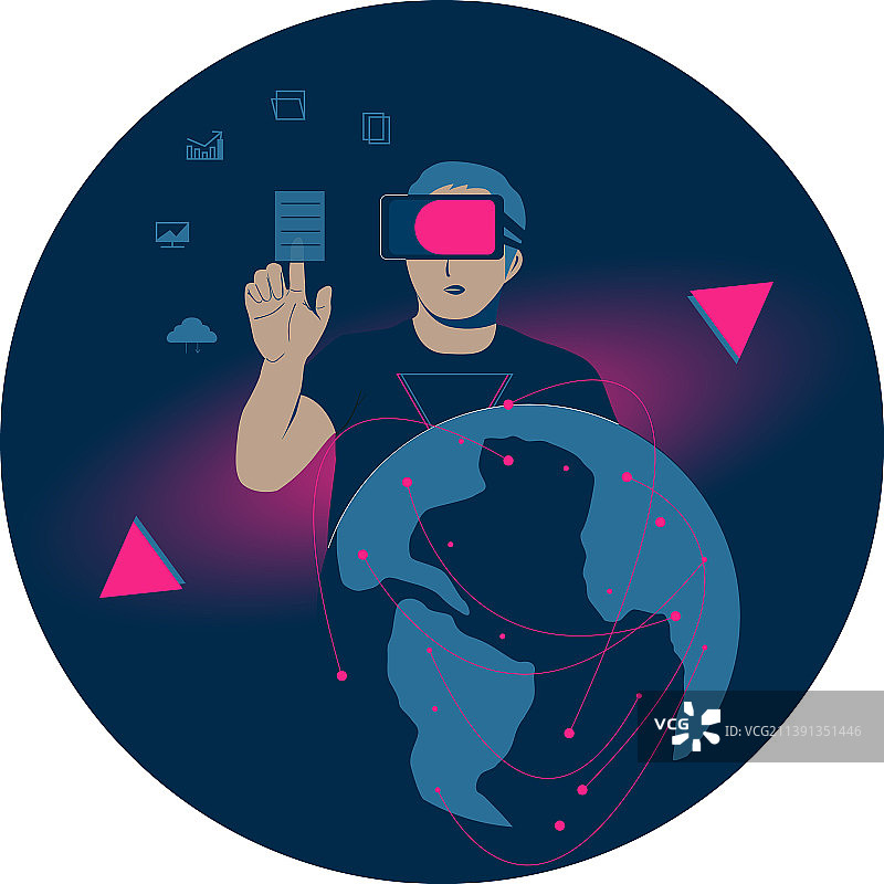 戴着VR眼镜的男子图片素材