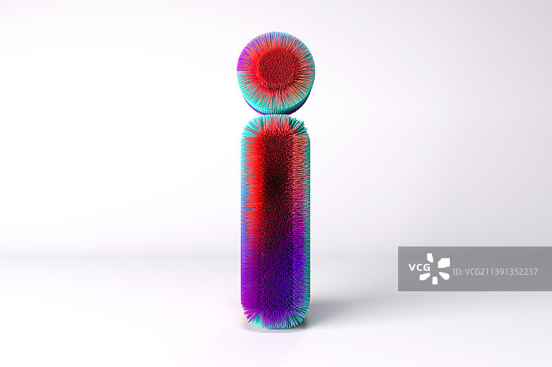 3D长满毛发的英文小写字母i图片素材
