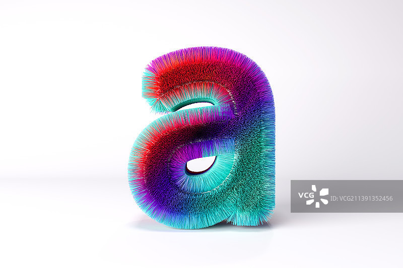 3D长满毛发的英文小写字母a图片素材