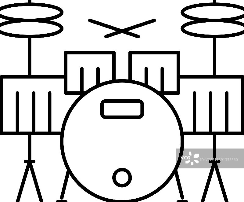 鼓节奏贝斯乐器线条图标图片素材