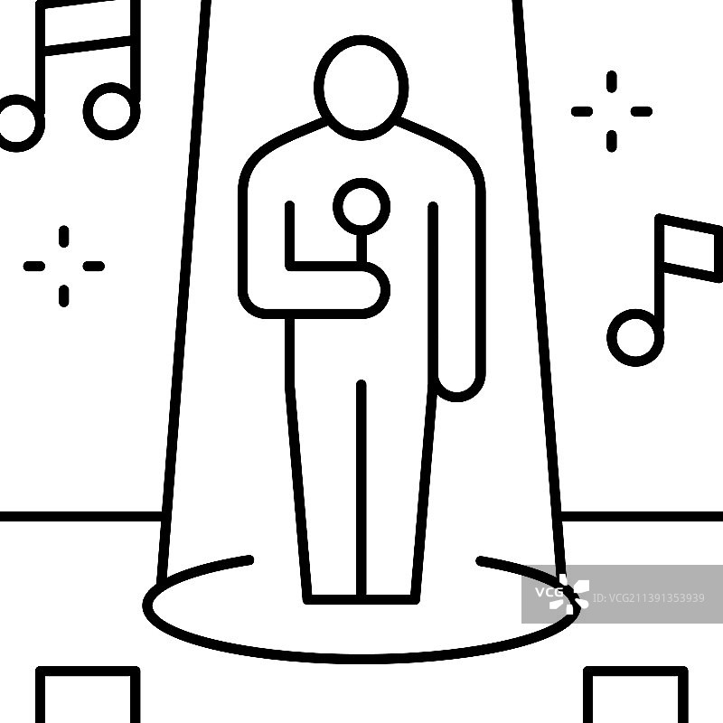 舞台歌手表演歌曲线性图标图片素材