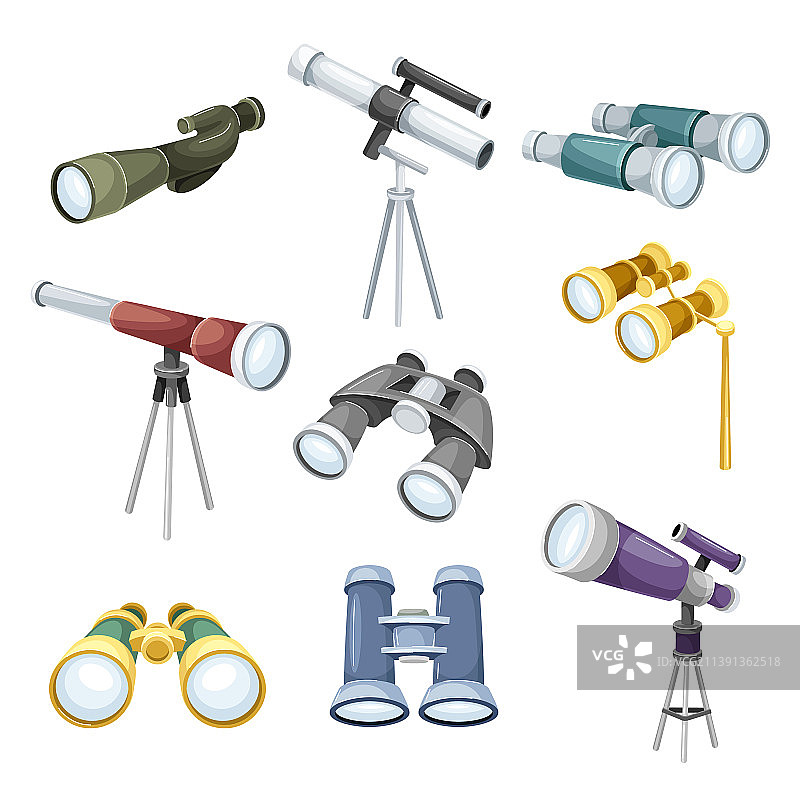 光学设备：望远镜和双筒望远镜图片素材